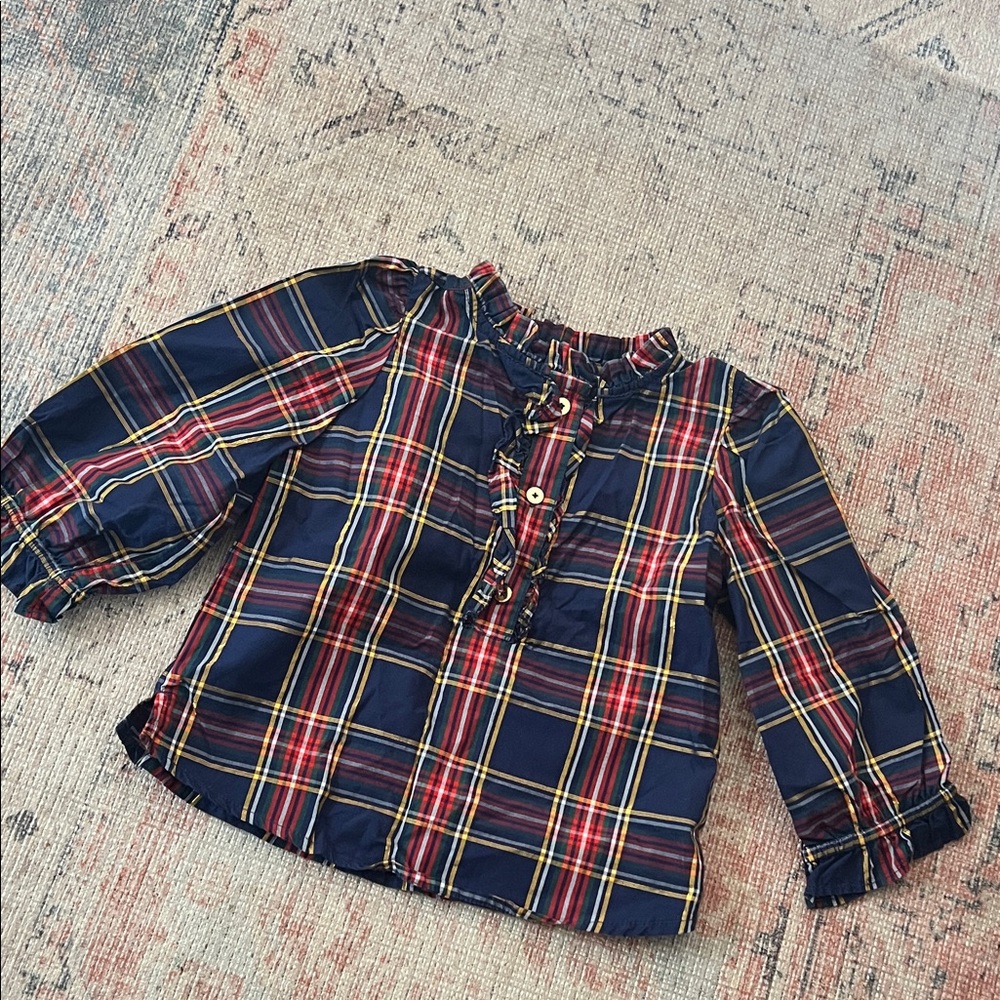 Crewcuts Toddler Girl Plaid Ruffle Top Size XXS 2-3